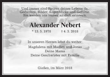 Traueranzeige von Alexander Nebert von Giessener Allgemeine, Alsfelder Allgemeine