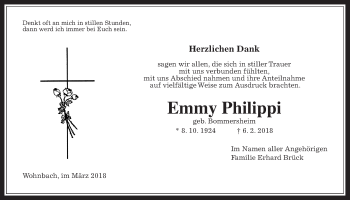 Traueranzeige von Emmy Philippi von Wetterauer Zeitung, Wetterauer Zeitung