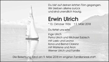 Traueranzeige von Erwin Ulrich von Wetterauer Zeitung, Wetterauer Zeitung