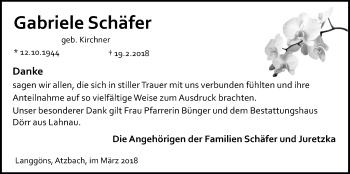 Traueranzeige von Gabriele Schäfer von Giessener Allgemeine, Alsfelder Allgemeine