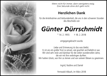Traueranzeige von Günter Dürrschmidt von Giessener Allgemeine, Alsfelder Allgemeine