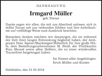 Traueranzeige von Irmgard Müller von Giessener Allgemeine, Alsfelder Allgemeine