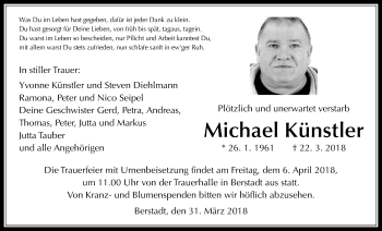 Traueranzeige von Michael Künstler von Wetterauer Zeitung, Wetterauer Zeitung
