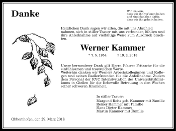 Traueranzeige von Werner Kammer von Licher Wochenblatt, Licher Wochenblatt, Licher Wochenblatt
