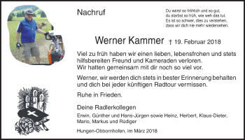 Traueranzeige von Werner Kammer von Licher Wochenblatt, Licher Wochenblatt, Licher Wochenblatt