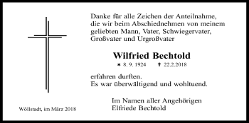 Traueranzeige von Wilfried Bechtold von Wetterauer Zeitung, Wetterauer Zeitung