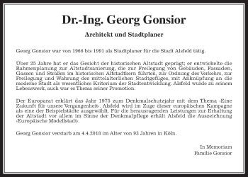 Traueranzeige von Georg Gonsior von Alsfelder Allgemeine, Giessener Allgemeine, Alsfelder Allgemeine
