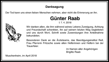 Traueranzeige von Günter Raab von Licher Wochenblatt, Licher Wochenblatt, Licher Wochenblatt