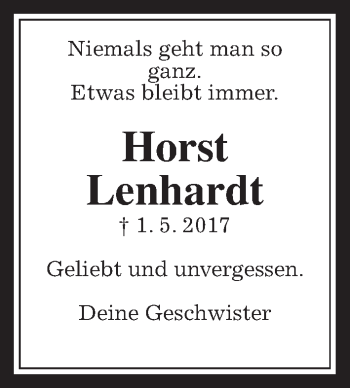 Traueranzeige von Horst Lenhardt von Wetterauer Zeitung, Wetterauer Zeitung