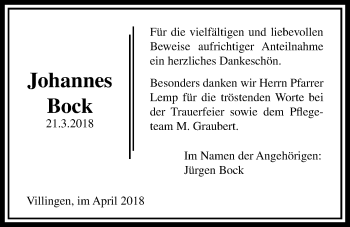 Traueranzeige von Johannes Bock von Licher Wochenblatt, Licher Wochenblatt, Licher Wochenblatt