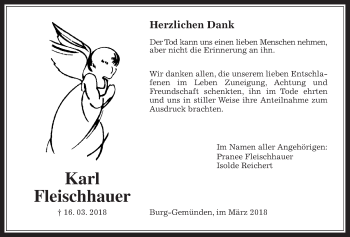 Traueranzeige von Karl Fleischhauer von Alsfelder Allgemeine