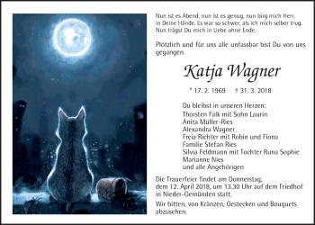 Traueranzeige von Katja Wagner von Alsfelder Allgemeine