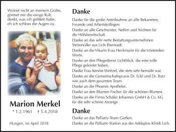 Traueranzeige von Marion Merkel von Licher Wochenblatt, Licher Wochenblatt, Licher Wochenblatt