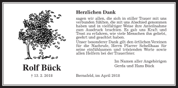 Traueranzeige von Rolf Bück von Giessener Allgemeine, Alsfelder Allgemeine