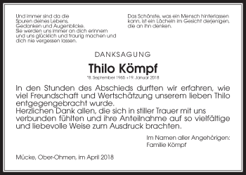 Traueranzeige von Thilo Kömpf von Alsfelder Allgemeine