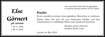Traueranzeige von Else Görnert von Giessener Allgemeine, Alsfelder Allgemeine