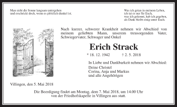 Traueranzeige von Erich Strack von Giessener Allgemeine, Alsfelder Allgemeine