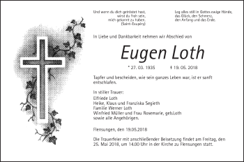 Traueranzeige von Eugen Loth von Alsfelder Allgemeine