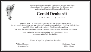 Traueranzeige von Gerold Denhardt von Giessener Allgemeine, Alsfelder Allgemeine