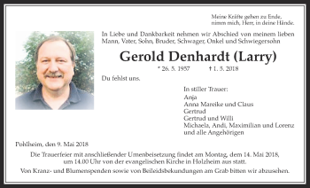 Traueranzeige von Gerold Denhardt von Giessener Allgemeine, Alsfelder Allgemeine