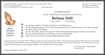 Traueranzeige von Helmut Döll von Giessener Allgemeine, Alsfelder Allgemeine