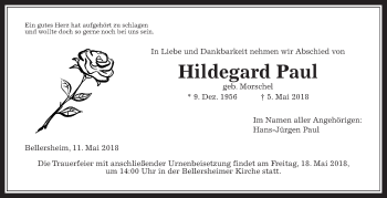 Traueranzeige von Hildegard Paul von Giessener Allgemeine, Alsfelder Allgemeine, Wetterauer Zeitung, Wetterauer Zeitung