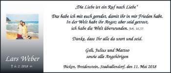 Traueranzeige von Lars Weber von Giessener Allgemeine, Alsfelder Allgemeine