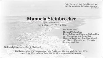 Traueranzeige von Manuela Steinbrecher von Wetterauer Zeitung, Wetterauer Zeitung