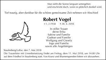 Traueranzeige von Robert Vogel von Giessener Allgemeine, Alsfelder Allgemeine
