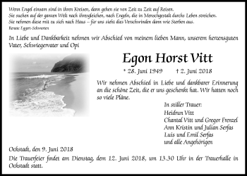 Traueranzeige von Egon Horst Vitt von Wetterauer Zeitung, Wetterauer Zeitung