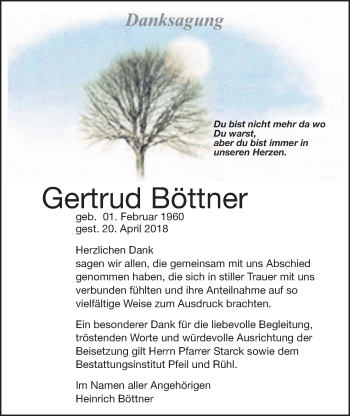 Traueranzeige von Gertrud Böttner von Alsfelder Allgemeine