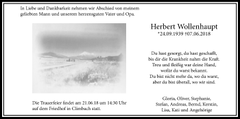 Traueranzeige von Herbert Wollenhaupt von Giessener Allgemeine, Alsfelder Allgemeine