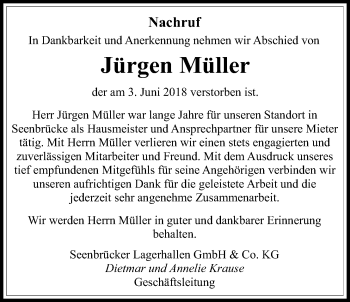 Traueranzeige von Jürgen Müller von Giessener Allgemeine, Alsfelder Allgemeine