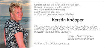 Traueranzeige von Kerstin Knöpper von Giessener Allgemeine, Alsfelder Allgemeine