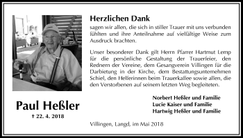 Traueranzeige von Paul Heßler von Licher Wochenblatt, Licher Wochenblatt, Licher Wochenblatt