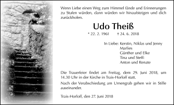 Traueranzeige von Udo Theiß von Giessener Allgemeine, Alsfelder Allgemeine