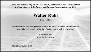 Traueranzeige von Walter Rühl von Giessener Allgemeine, Alsfelder Allgemeine