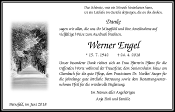 Traueranzeige von Werner Engel von Alsfelder Allgemeine