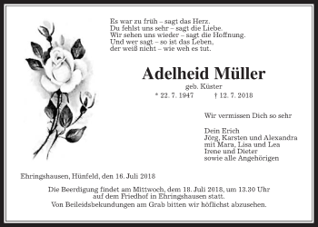 Traueranzeige von Adelheid Müller von Alsfelder Allgemeine