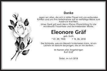 Traueranzeige von Eleonore Gräf von Wetterauer Zeitung, Wetterauer Zeitung