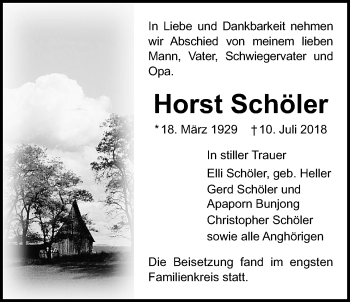 Traueranzeige von Horst Schöler von Wetterauer Zeitung, Wetterauer Zeitung
