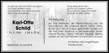 Traueranzeige von Karl-Otto Schild von Laubacher Anzeiger