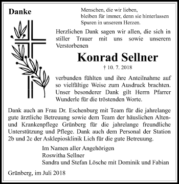 Traueranzeige von Konrad Sellner von Giessener Allgemeine, Alsfelder Allgemeine