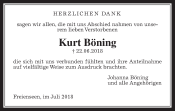 Traueranzeige von Kurt Böning von Giessener Allgemeine, Alsfelder Allgemeine
