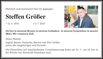 Traueranzeige von Steffen Größer von Giessener Allgemeine, Alsfelder Allgemeine