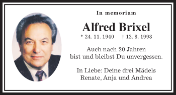 Traueranzeige von Alfred Brixel von Giessener Allgemeine, Alsfelder Allgemeine