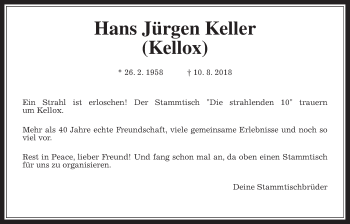 Traueranzeige von Hans Jürgen Keller von Laubacher Anzeiger