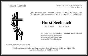 Traueranzeige von Horst Seebruch von Alsfelder Allgemeine