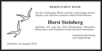 Traueranzeige von Horst Steinberg von Wetterauer Zeitung, Wetterauer Zeitung