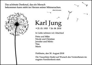 Traueranzeige von Karl Jung von Pohlheimer Nachrichten
